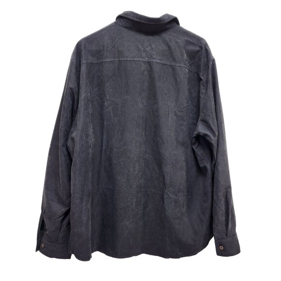 Mens Black Button-Up Long Sleeve Shirt Size XL Dual Chest Pockets - Picture 7 of 8